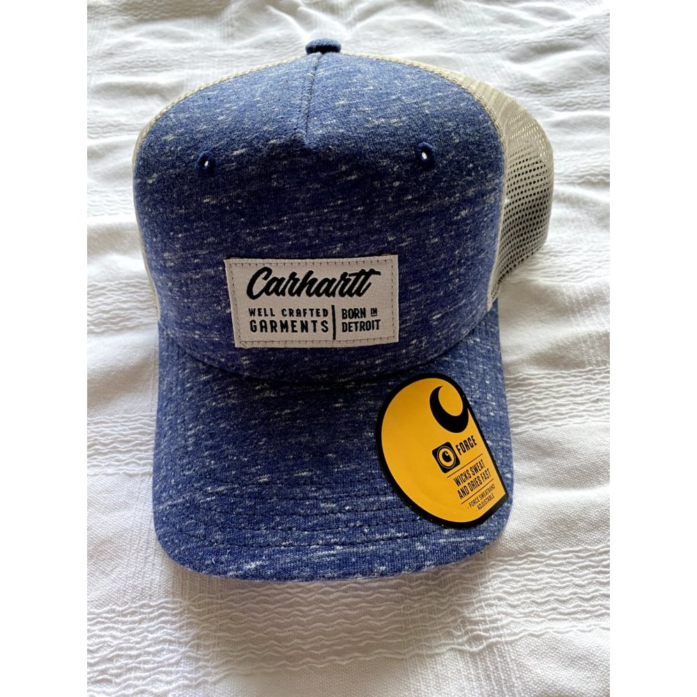 CARHARTT jersey mesh cap for men. NEW Blue with white mesh back.  One size.